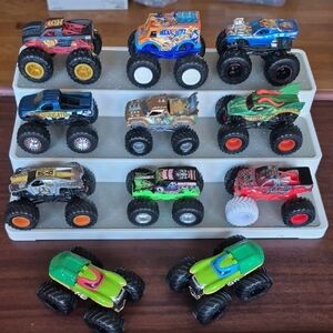 Mattel Monster Truck Collection - Red, Blue, Green, Black Lot Of Eleven Used.